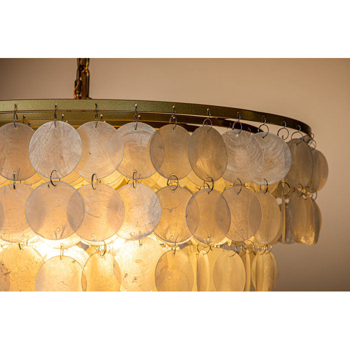 Highland Dunes Giesen 4Light Farmhouse Tiered Antique Gold Capiz